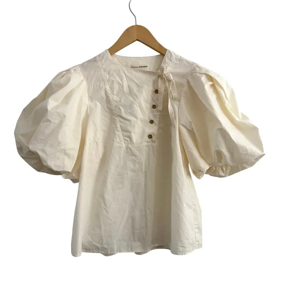 Ulla Johnson Elise Top Women’s Sz 2 Small Puff Sleeve Minimalist Luxury